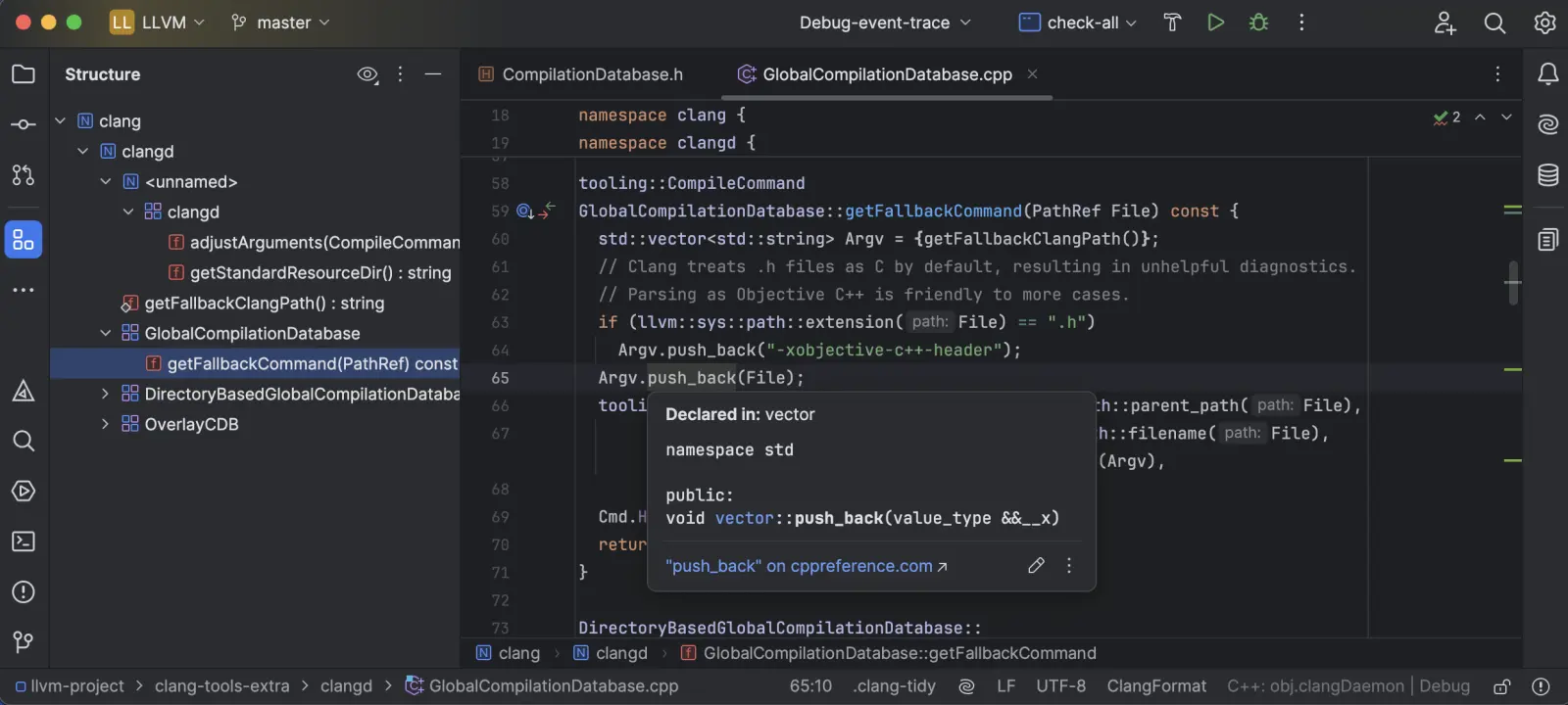 CLion 官方运行界面实测