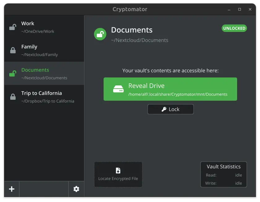Cryptomator 运行界面实测截图 2