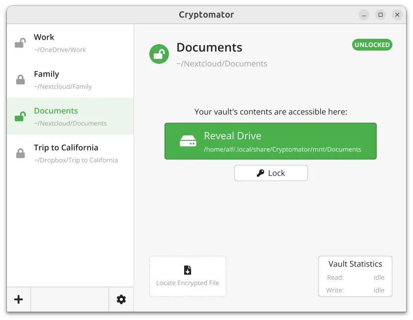Cryptomator 运行界面实测截图 3