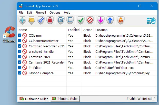 Firewall App Blocker 官方运行界面实测