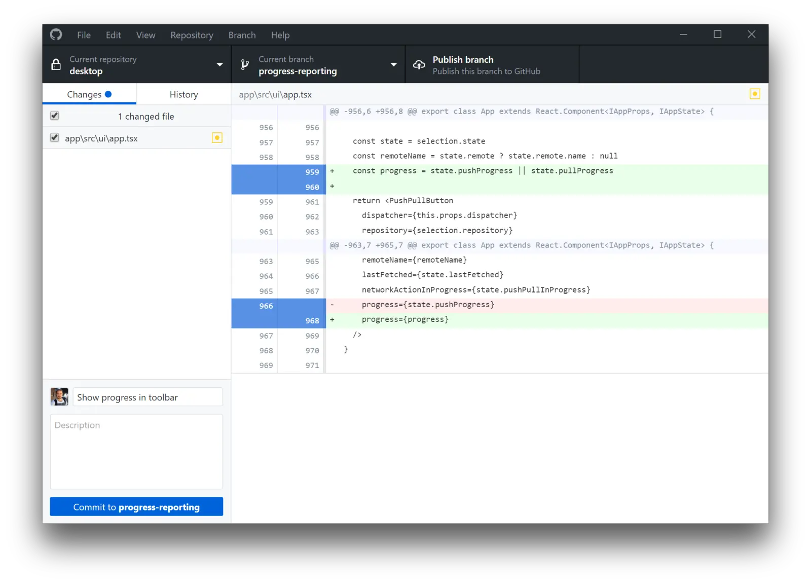 GitHub Desktop 官方运行界面实测