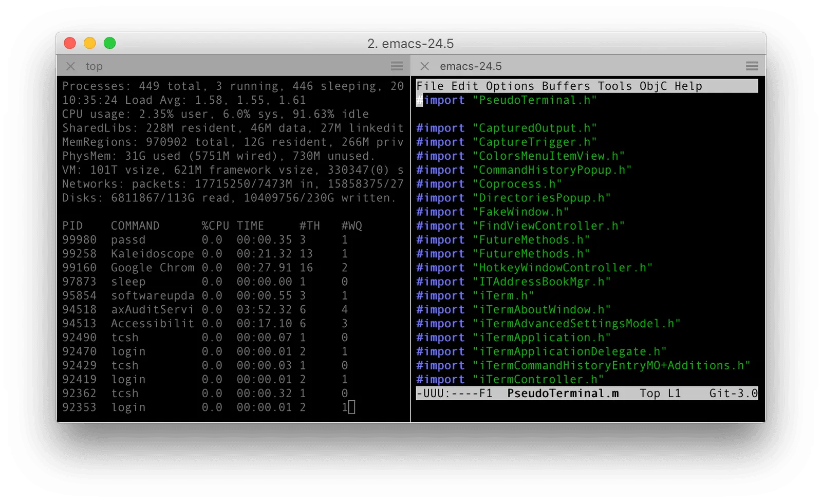 iTerm2 运行界面实测截图 2