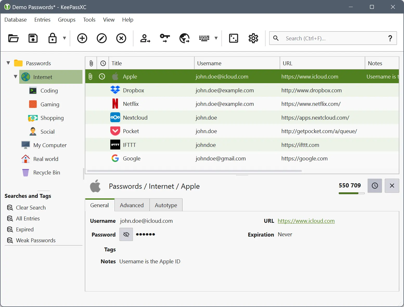 KeePassXC 官方运行界面实测