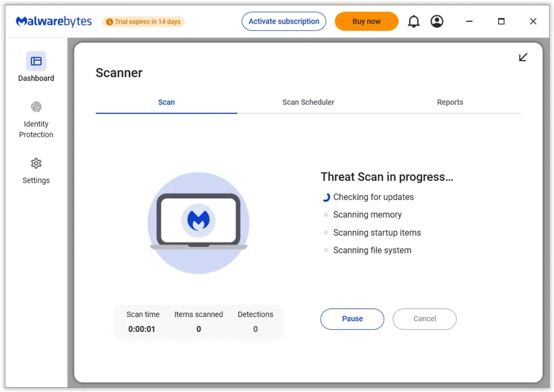 Malwarebytes 官方运行界面实测