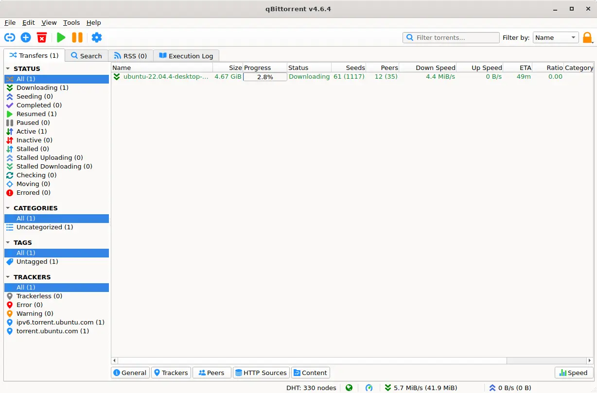 qBittorrent 官方运行界面实测