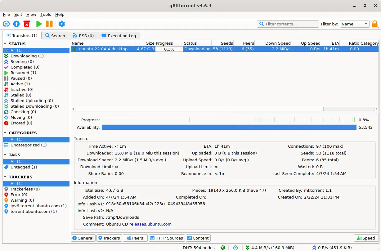 qBittorrent 运行界面实测截图 2