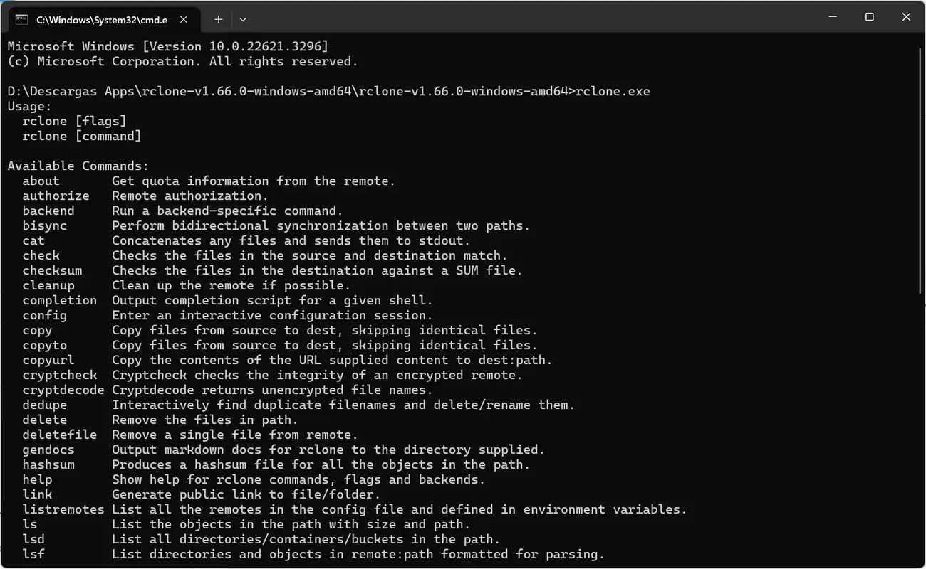 rclone 运行界面实测截图 2