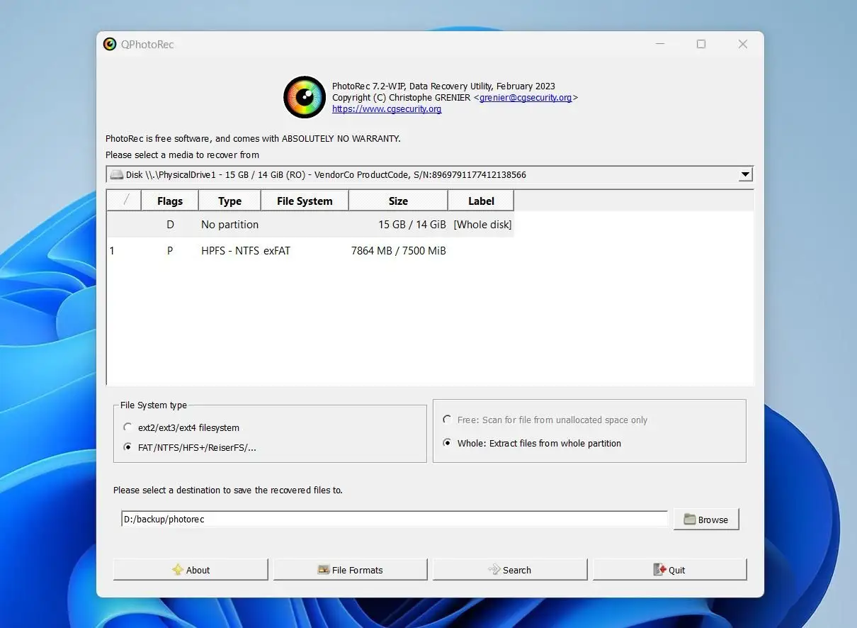 TestDisk & PhotoRec 运行界面实测截图 2